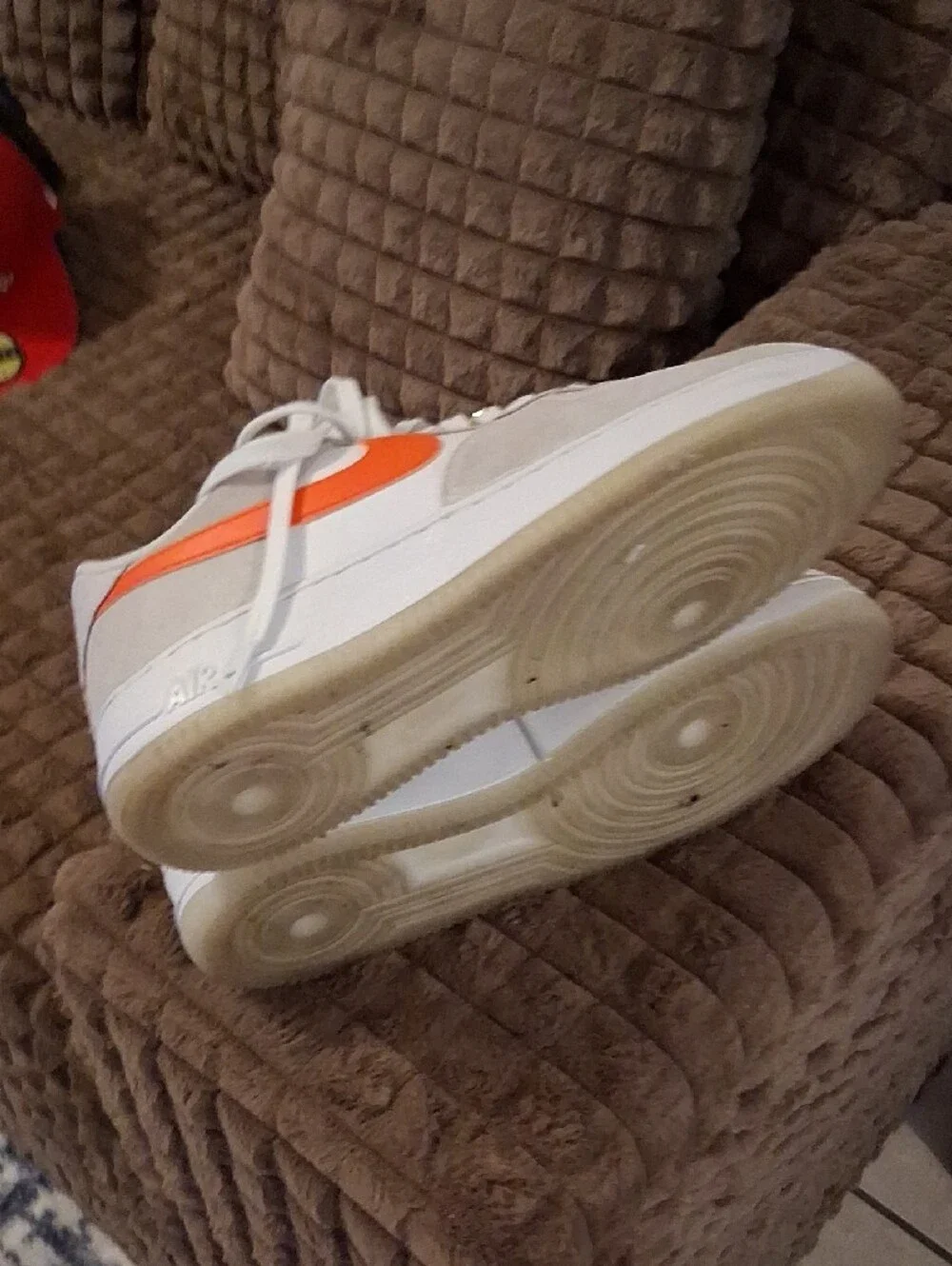 Nike White and Beige Low-Top Sneakers with Black Swoosh